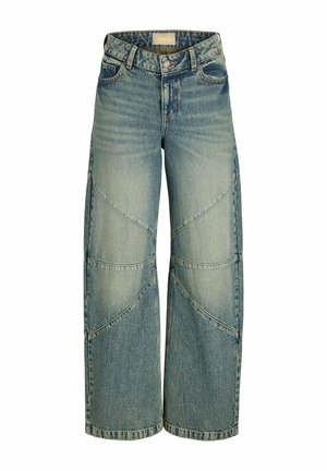 Vida jeans i ljusblå tvätt med kontraststickning, med hög midja, unik paneldesign och klassisk femficksstil.