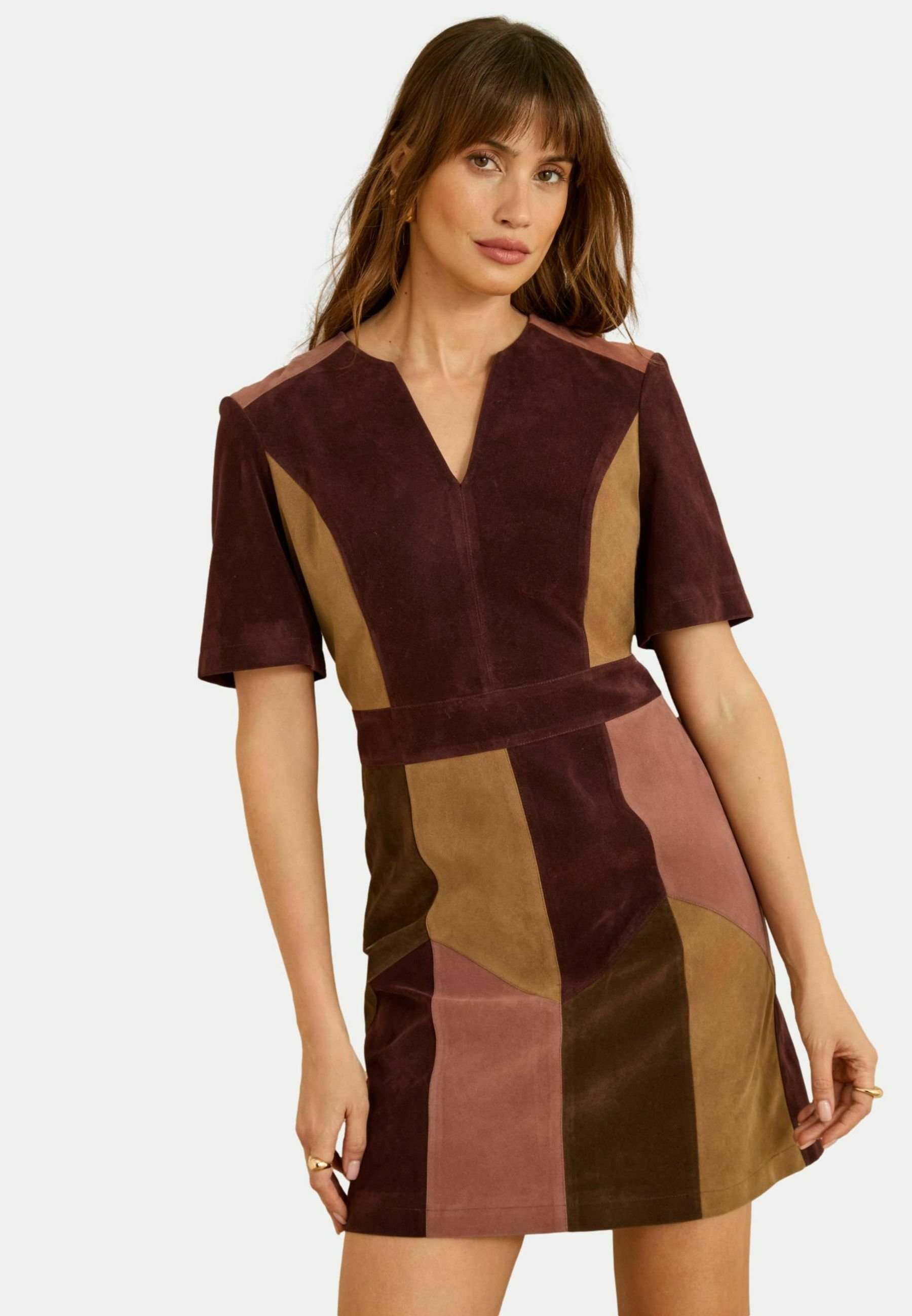 Love & Roses REGULAR FIT - MINI - Day dress - tan brown and pink/brown -  Zalando
