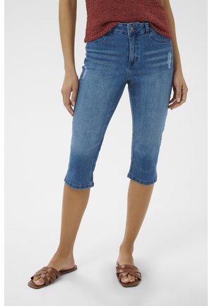 Kaffe KALAURINE CAPRI JEANS - Kratke hlače iz džinsa - washed destroyed blue denim