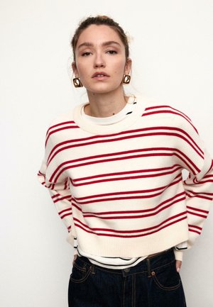 STRIPED CROPPED - Strickpullover - red