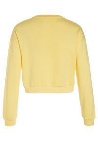 Felpa gialla corta in morbido cotone, con maniche lunghe e polsini a costine, dal design semplice e pulito.