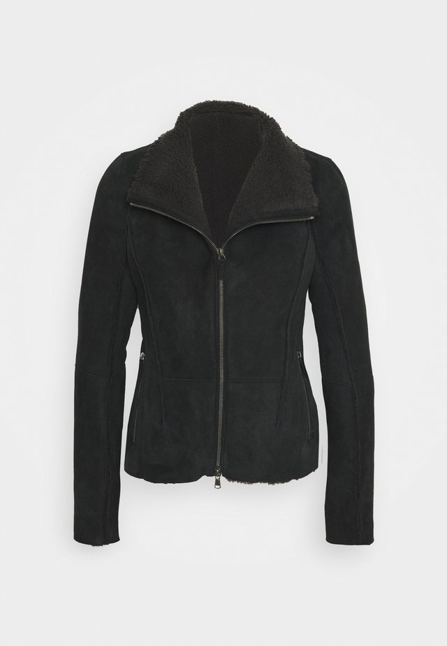 CURLY ELEPHANT - Lederjacke - black antracite