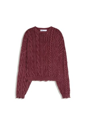 Bershka, FADED CABLE-KNIT - SWEATER - Pullover - bordeaux