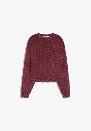 Bershka, FADED CABLE-KNIT - SWEATER - Pullover - bordeaux