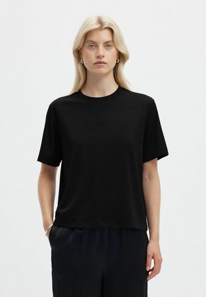 Selected, T-SHIRT BOXY GLITTER - T-shirt basique - black