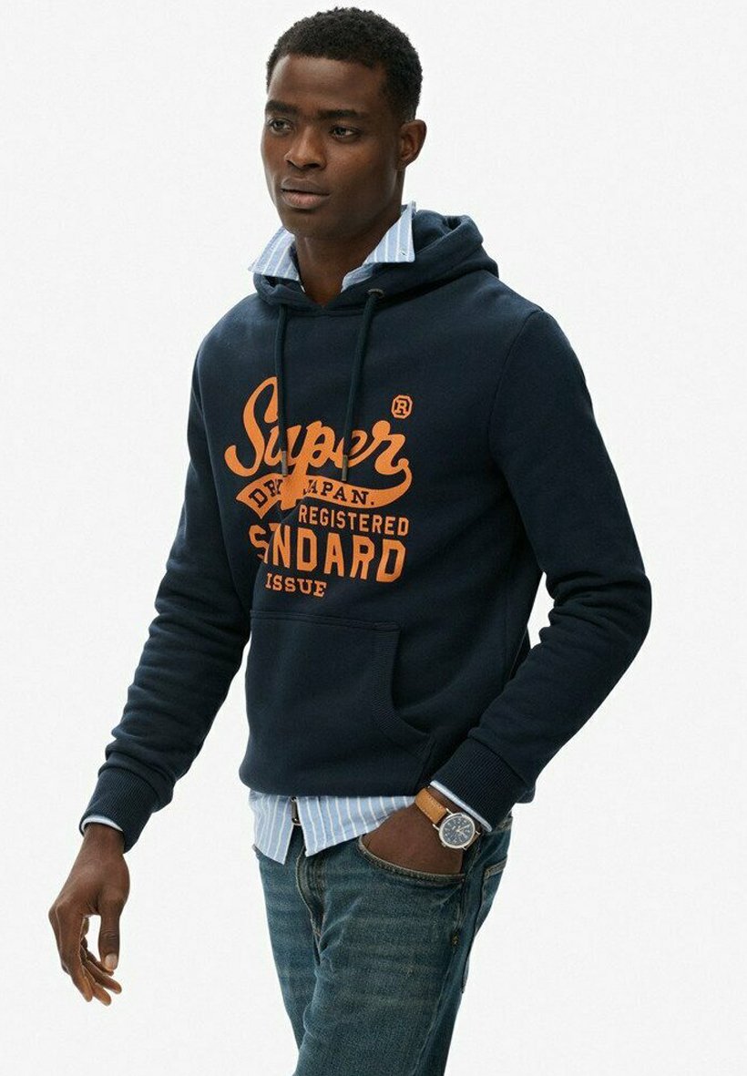 Superdry Co STANDARD SCRIPT Jersey con capucha eclipse navy