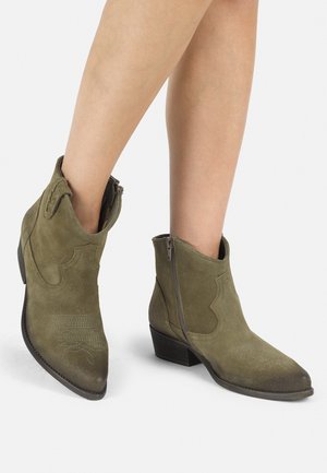 Cowboy/biker ankle boot - green