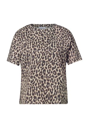 Street One Studio, T-SHIRT WITH ROUND NECK AND LEOPARD PATTERN - T-shirts print - light buffed beige