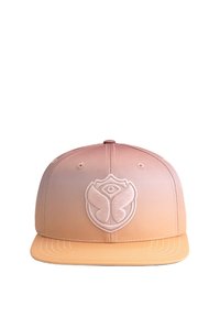 Cap with a gradient design, transitioning from light pink to orange. Features an embroidered logo centered on the front panel.