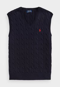 CABLE-KNIT COTTON SLEEVELESS JUMPER - Camisola - hunter navy