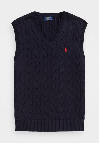 Polo Ralph Lauren CABLE-KNIT COTTON SLEEVELESS JUMPER - Stickad tröja - hunter navy