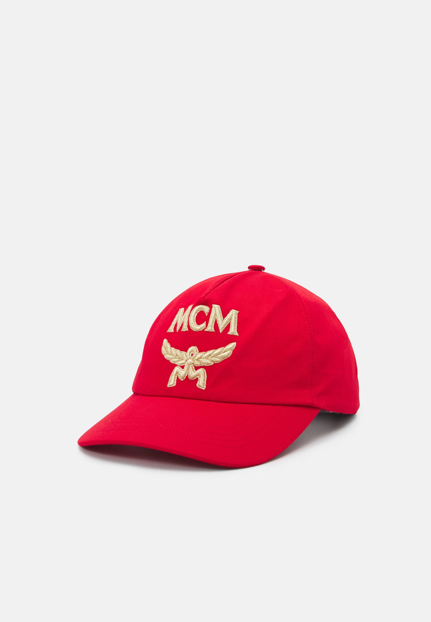 red mcm hat