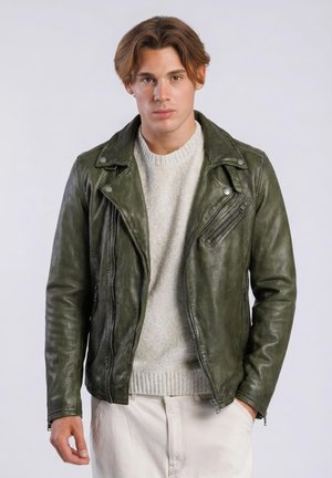 SHORT LEAN - Lederjacke - barbour green