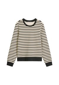Gestreepte sweatshirt in crème en zwart, met lange mouwen, een ronde hals, ribgebreide manchetten en zoom in het zwart. Zacht, rekbaar katoenmateriaal.
