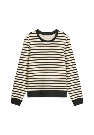 Gestreepte sweatshirt in crème en zwart, met lange mouwen, een ronde hals, ribgebreide manchetten en zoom in het zwart. Zacht, rekbaar katoenmateriaal.