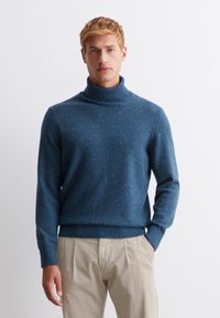 Marc O'Polo ROLLKRAGEN-PULLOVER REGULAR AUS GESPRENKELTEM - Strickpullover - navy gray