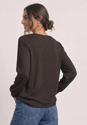 Street One, LANGARM SHIRT MIT V-NECK UND STRUKTURMIX - Blouse - black coffee