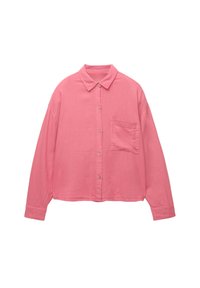 PULL&BEAR RUSTIC - Button-down blouse - berry - Zalando