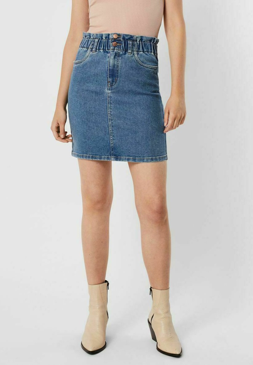 Vero Moda PAPERBAG - Gonna di jeans - medium blue denim/blu scuro - Zalando .it