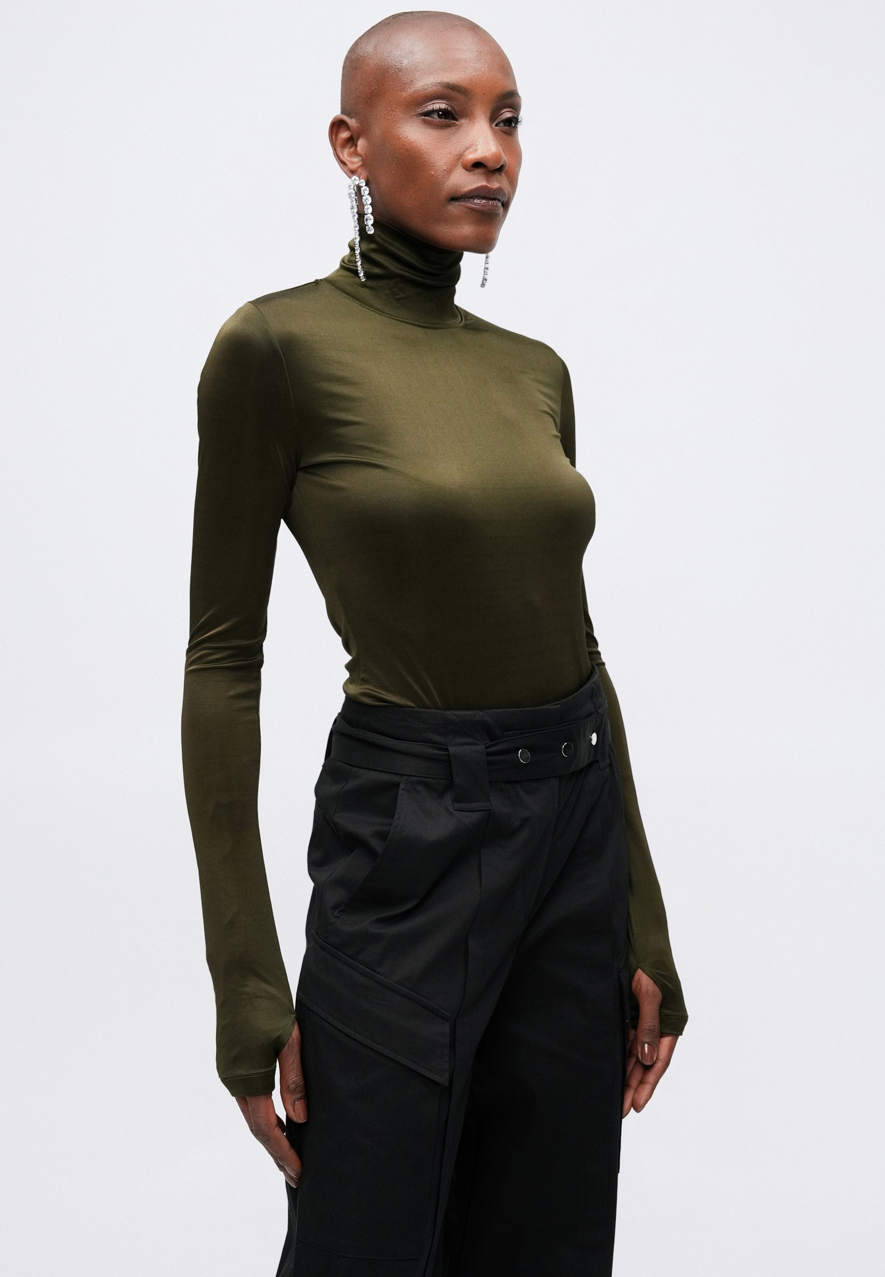 Filippa K FITTED TURTLENECK - Long sleeved top - dark khaki/khaki