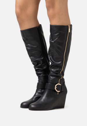 Anna Field Botas de cuña - black