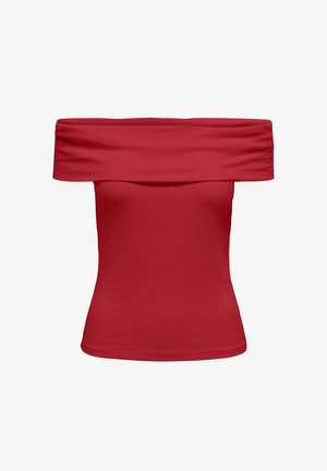 JDY NORMAL GESCHNITTEN SCHULTERFREI - Tricou cu imprimeu - high risk red