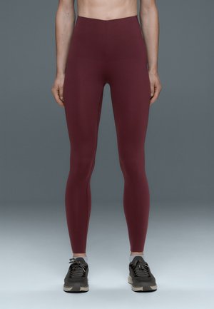 OYSHO, COMPRESSIVE HIGH-RISE CORE-CONTROL ANKLE-LENGTH LEGGINGS - Legging (type pantalon) - mottled dark red