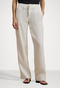 Lauren Ralph Lauren - LINEN WIDE LEG PANT - Bukse - white Miniatyrbilde 1