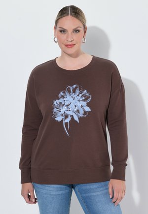 MIAMODA SWEATSHIRT, LOOSE FIT, FLOWER WITH SEQUINS - Sweater - hazelnut brown