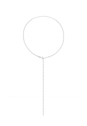 Collana in argento con un design sottile e liscio. Forma circolare con un goccia verticale che mette in risalto uno stile minimalista.