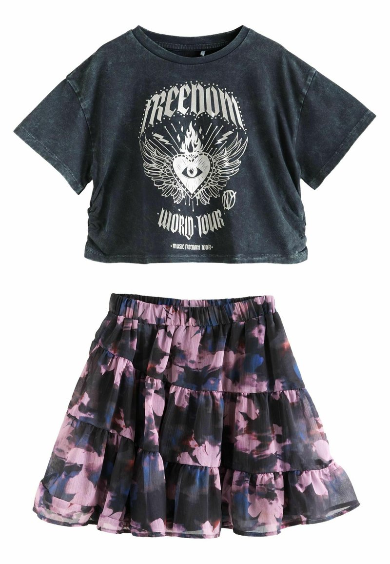 Next REGULAR FIT GRAPHIC  SET - Fustă în formă de A - grey purple