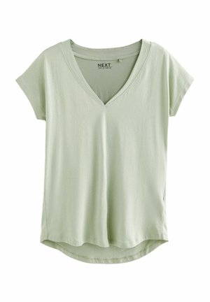 V-NECK RICH CAP SLEEVE - REGULAR FIT - T-Shirt basic - sage green
