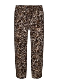 Leopardmönstrade byxor med elastisk midja, i en lös, rak ben-design i nyanser av brunt och svart. Mjukt tyg.