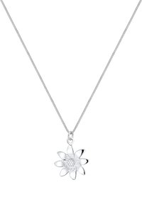 Sølvblomst vedhæng halsk�æde med et seks-petal design og tekstureret midte, hængende fra en delikat kæde. Poleret finish.