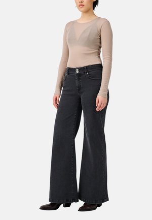 WIDE LEGGED HIGH RISE  - Flared Jeans - stone washed black