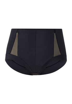 Højtaljet sort undertøj med meshsider. Glat stof med strækpasform og en sømløs design ved talje og benåbninger.