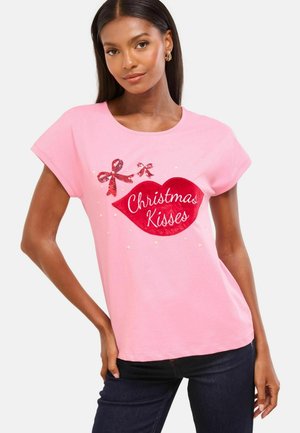 REGULAR FIT - CREW NECK - Trükipildiga T-särk - pink christmas kisses