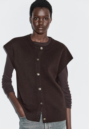 Massimo Dutti WITH GOLDEN BUTTONS  - Bodywarmer - dark brown
