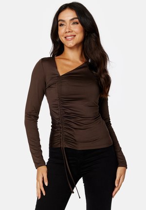 DRAWSTRING LONG SLEEVE TOP - Camicetta - brown