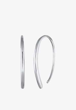 Cercei din argint în formă de cerc cu o finisare netedă, având un design subțire și rotund și o închidere fără sudură la un capăt.