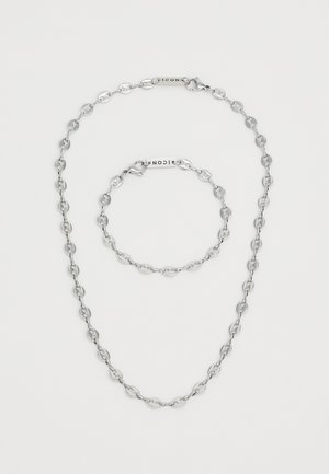 MARINER LINK CHAIN NECKLACE AND BRACELET UNISEX SET - Halskette - silver-coloured