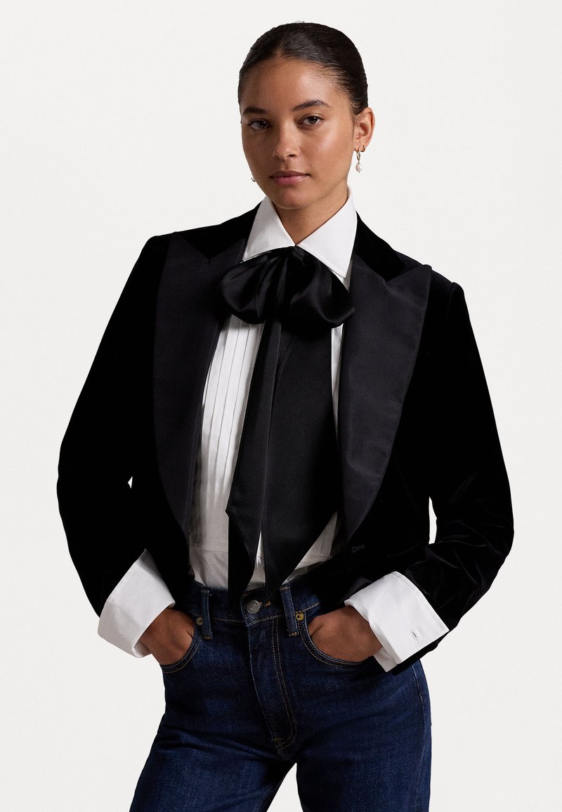 Polo Ralph Lauren CROPPED SILK-LAPEL VELVET BLAZER - Bleizeris - black