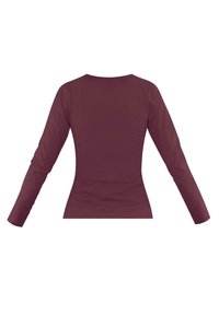 Langarmoberteil in dunkeltiefrot, mit einem figurbetonten Design, rundem Halsausschnitt und glatter Textur, das einfache, klare Linien präsentiert.