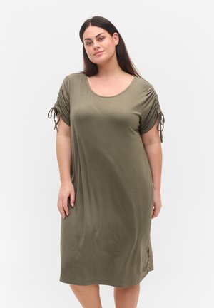 KURZARM MIT SCHNURDETAILS - Jurk - dusty olive