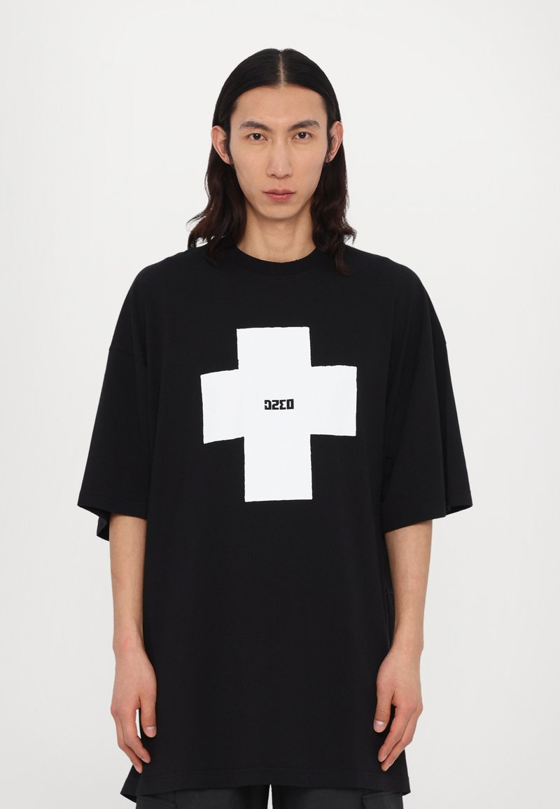 032c POINT OVERSIZED UNISEX - T-shirt imprimé - washed black