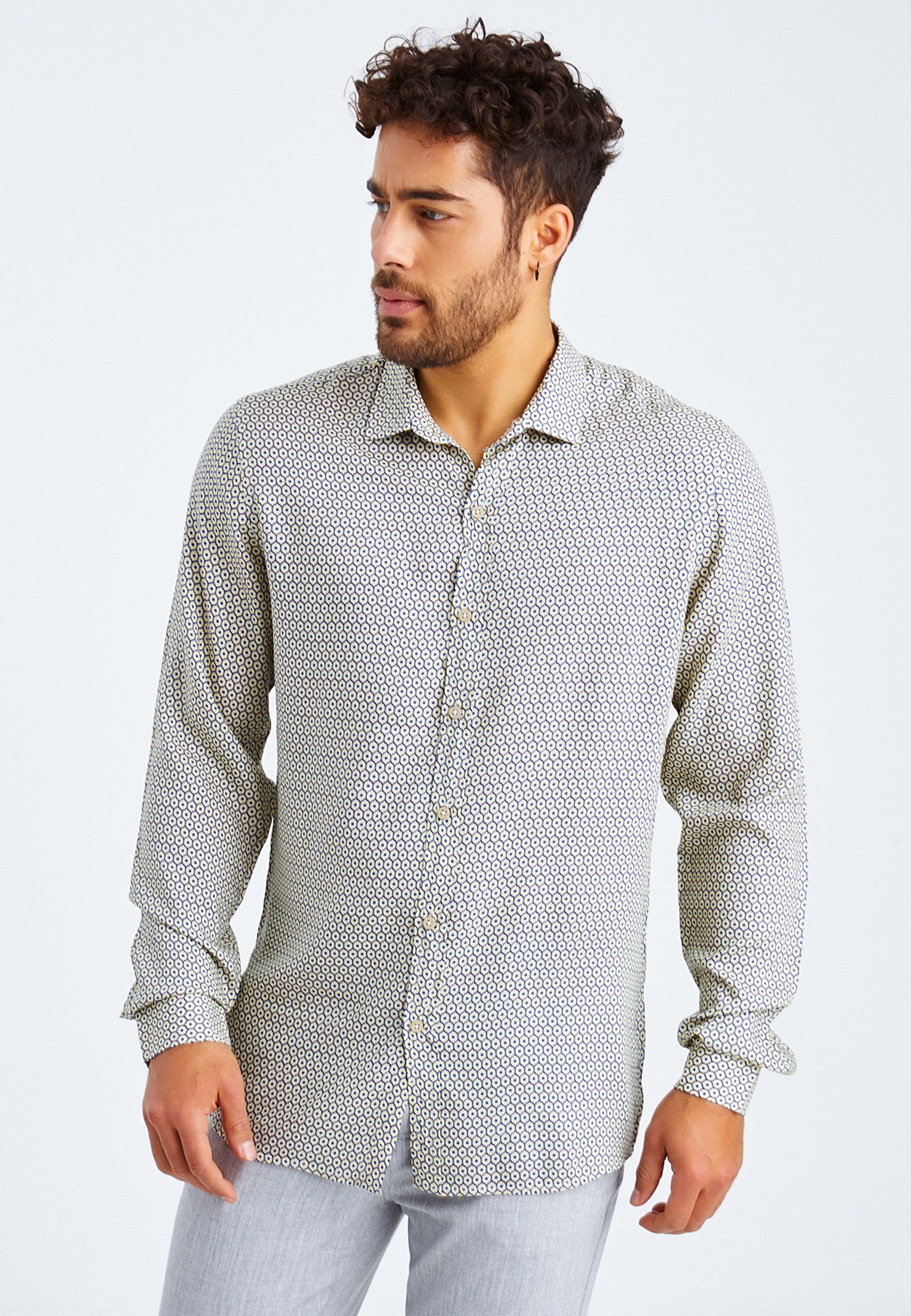 Leif Nelson Camicia da Uomo Maniche Lunga Slim Fit LN-3455 Antracite Medium