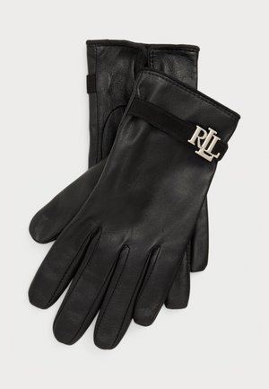 LOGO-TRIM SHEEPSKIN TECH GLOVES - Guantes - black