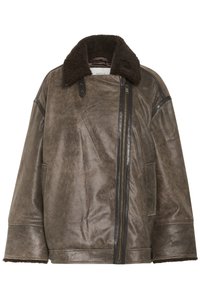 Gestuz SHEARLY JACKET - Usnjena jakna - dark brown vintage