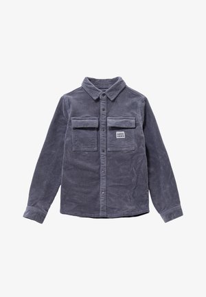 Grijze corduroy overhemden met lange mouwen, een button-down kraag, twee borstzakken en een subtiele textuurpatroon. Voorzien van een gegraveerd merklabel.