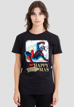SPIDERMAN HAPPY THWIPMAS CHRISTMAS WINDOW - Print T-shirt - black